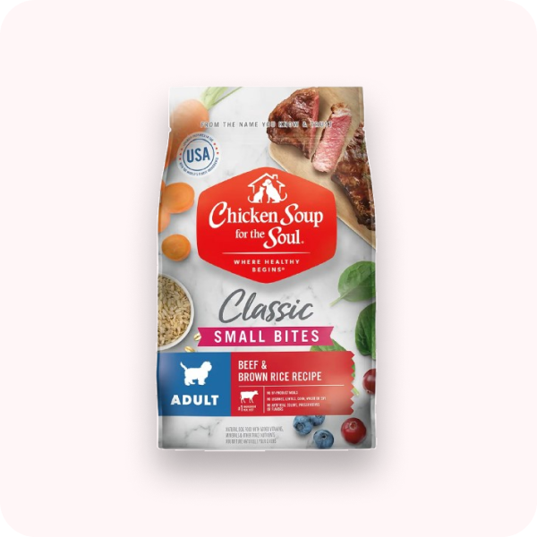 The Package of Chicken Soup for the Soul Dog Food on a white background