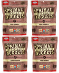 Four packages of Primal Freeze-Dried Nuggets Pork Formula for Dogs on a white background